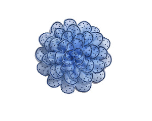 BLUE LARGE FABRIC FLOWER BROOCH BLUE STONES ( 0045 BLBL )