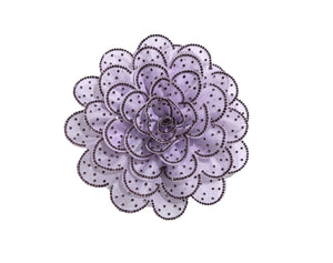 LIGHT PURPLE LARGE FABRIC FLOWER BROOCH PURPLE STONES ( 0045 LPULPU )