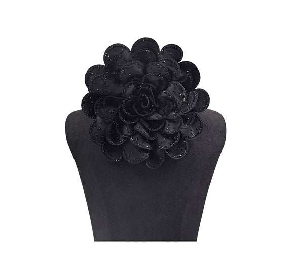 BIG FLOWER BROOCH BLACK BLACK ( 0046 BKJ )