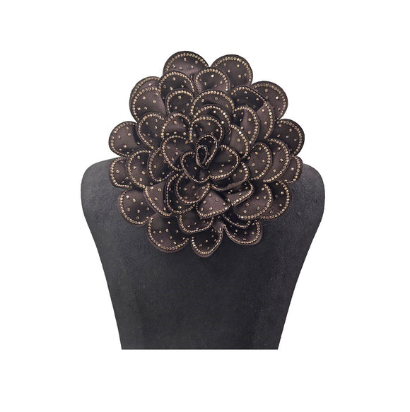 BIG FLOWER BROOCH BROWN TOPAZ ( 0046 BRLT )
