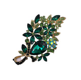 GOLD GREEN FLORAL BROOCH ( 0047 2G )