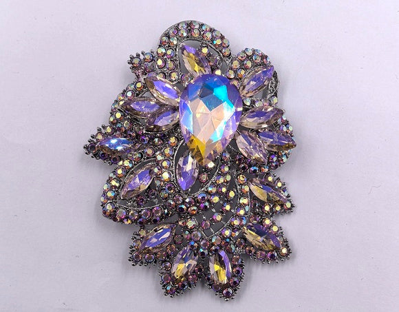 SILVER BROOCH PINK AB STONES ( 0055 3PKX )