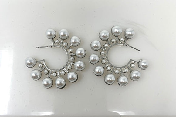 Silver Earring Pearls ( 7836 RCRM )
