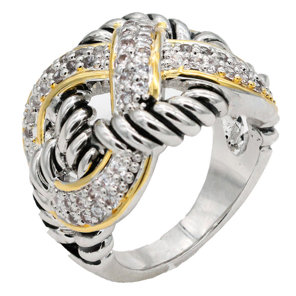 SILVER GOLD RING SIZE 9  ( 4504 )