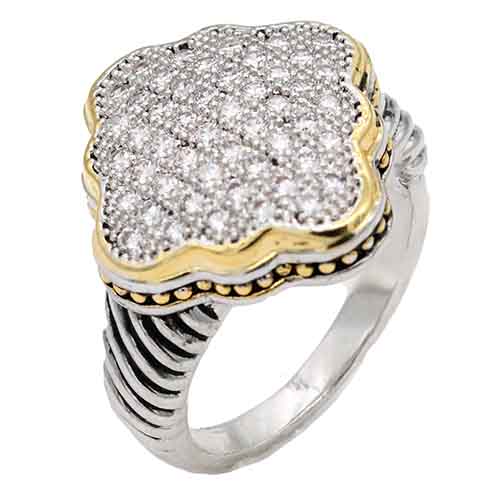 SILVER GOLD RING CLEAR STONES SIZE 8 ( 4528 SIZE8 )