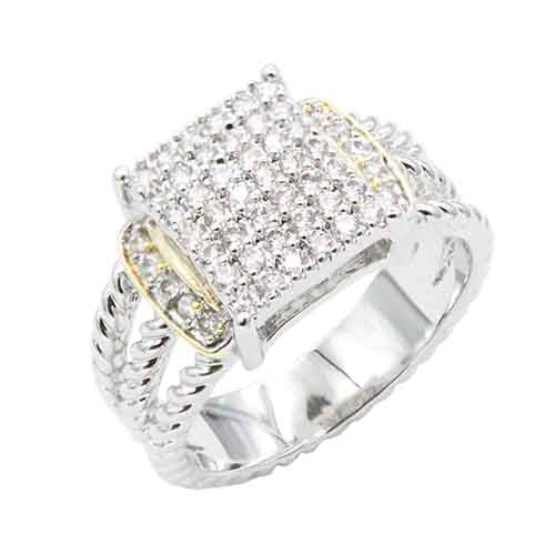 TWO TONED CLEAR CZ RING SIZE 8 ( 4614 2T8 )