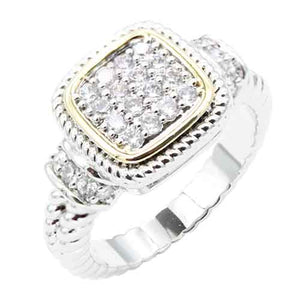 TWO TONE CLEAR CZ STONE RINGS SIZE 9 ( 4615 2T9 )