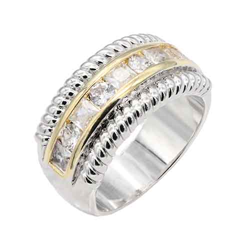 2 TONE CZ RING SIZE 8 ( 4625 2T8 )