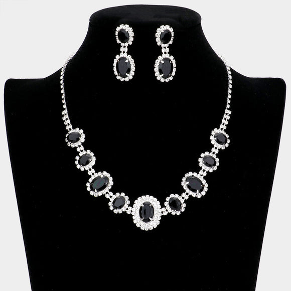 BLACK Clear Rhinestone Oval Set ( 10787 BK )