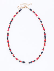 BLACK RED BEAD NECKLACE ( 7032 BKRD )