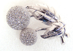 SILVER PLANT FRUIT BROOCH CZ CUBIC ZIRCONIA STONES ( 358 S )