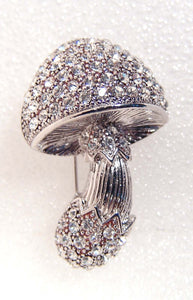 SILVER MUSHROOM BROOCH CZ CUBIC ZIRCONIA STONES ( 399 S )