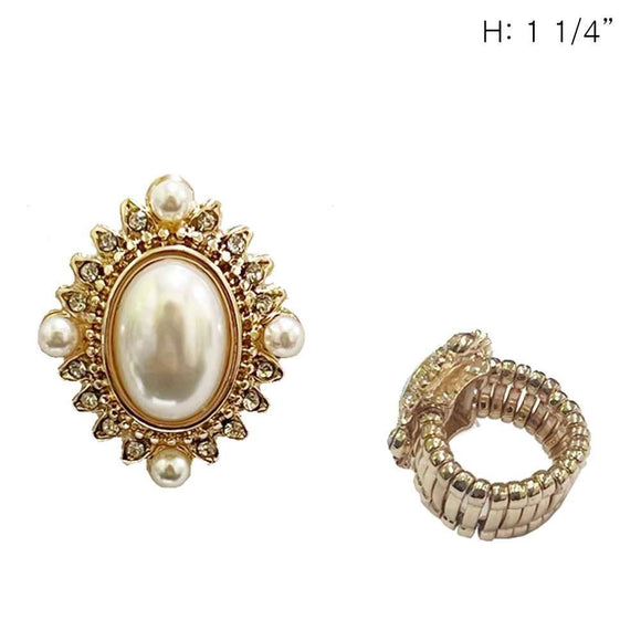 GOLD STRETCH RING CREAM PEARLS ( 287 GCR )