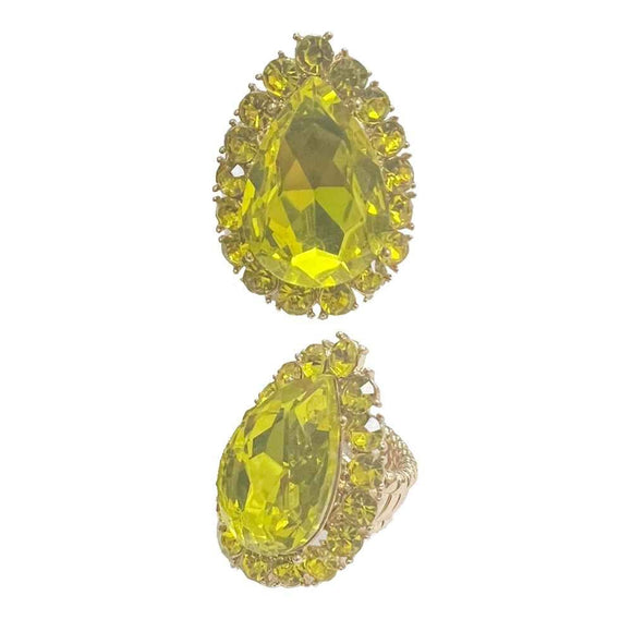 YELLOW Teardrop Stretch Ring in Gold Setting ( 39 GYE )