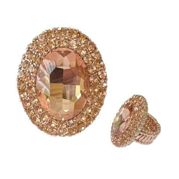 ROSE GOLD PEACH Oval Stone Stretch Ring ( 49 RGPH )