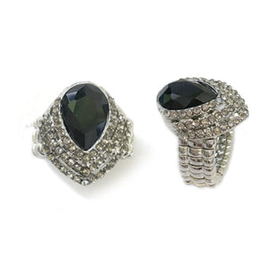 STONE STRETCH RING SILVER BLACK ( 65 RBK )