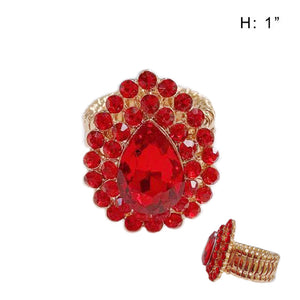 GOLD Ring RED Rhinestones ( 66 GRD )