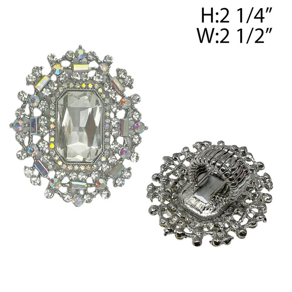SILVER AB CLEAR STONE RING ( 77 RCA )