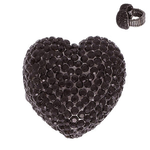 HEMATITE HEART RING BLACK STONES ( 89 BJT )