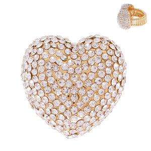 GOLD HEART RING CLEAR STONES ( 89 GCL )