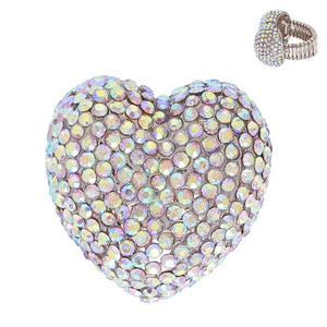 SILVER HEART RING AB STONES ( 89 RAB )