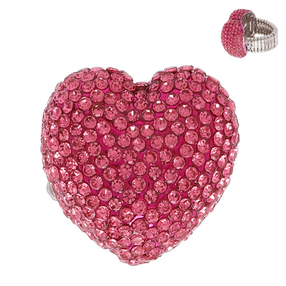 SILVER HEART RING PINK STONES ( 89 RPK )