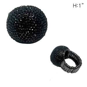 HEMATITE STRETCH RING DOME BLACK STONES ( 92 BJT )