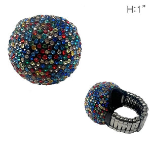 HEMATITE STRETCH RING DOME MULTI COLOR STONES ( 92 BMU )