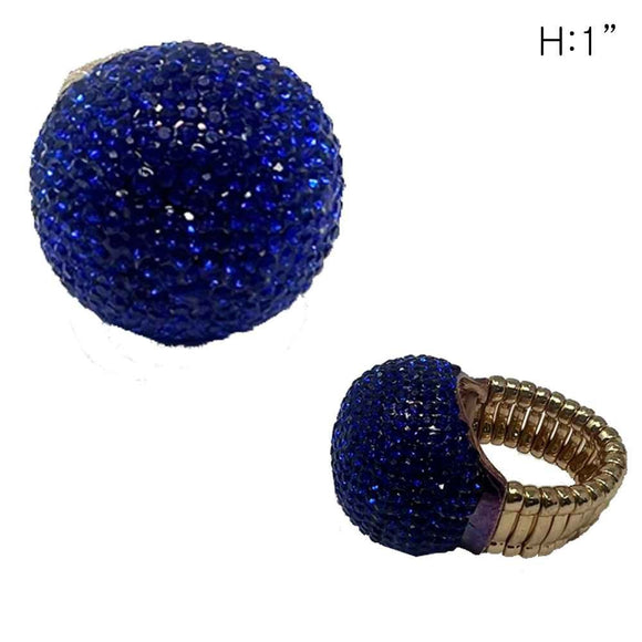 GOLD STRETCH RING DOME ROYAL BLUE STONES ( 92 GRY )