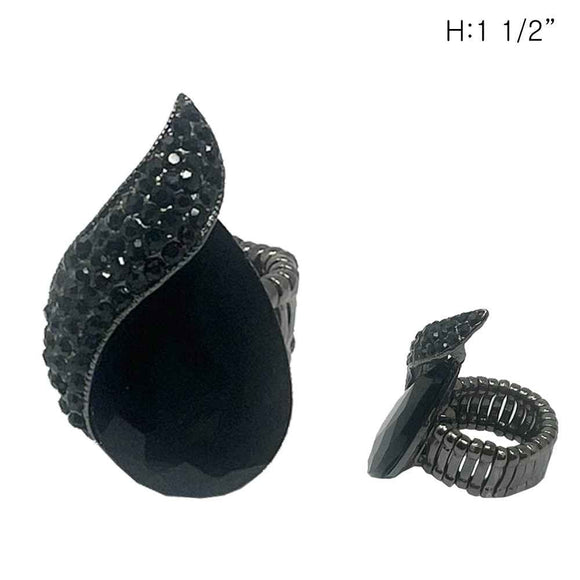 BLACK STRETCH RING BLACK STONES ( 99 BJT )