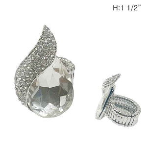 SILVER STRETCH RING CLEAR STONES ( 99 RCL )