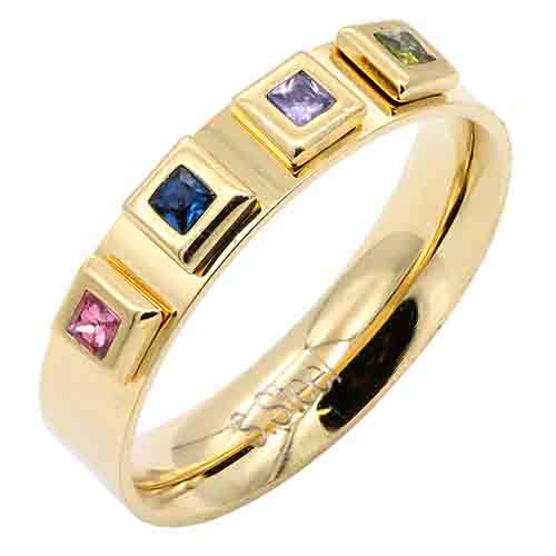 GOLD STAINLESS STEEL RING CZ STONES SIZE 9 ( 5123 GDMT SIZE 9 )