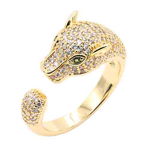 CAT RING ADJUSTABLE CZ STONES ( 731 GD )