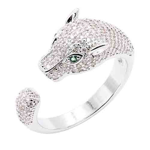 CAT RING ADJUSTABLE CZ STONES ( 731 SV )