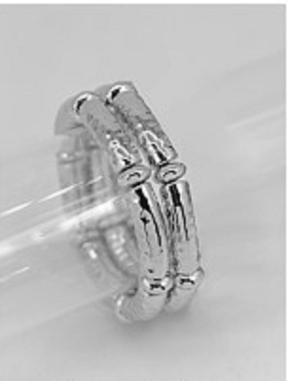 2 SILVER STRETCH BRACELETS ( 1275 SIL )
