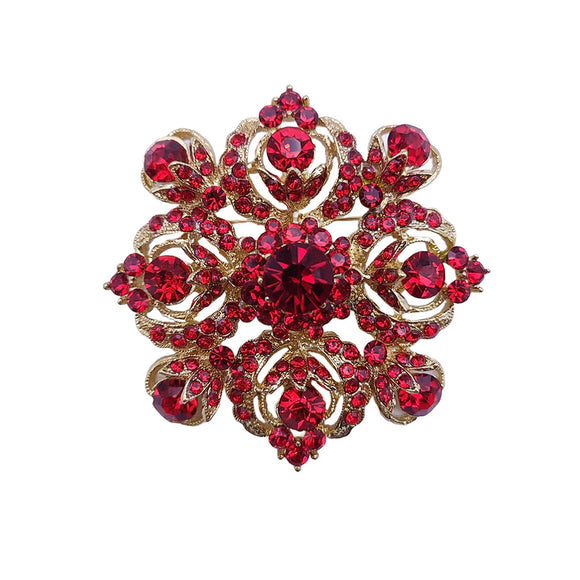 Gold Red Brooch ( 06491 GRED )
