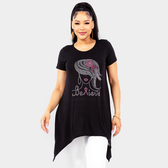 BLACK BELIEVE SHIRT PINK RIBBON REGULAR ( 0124 TABK )