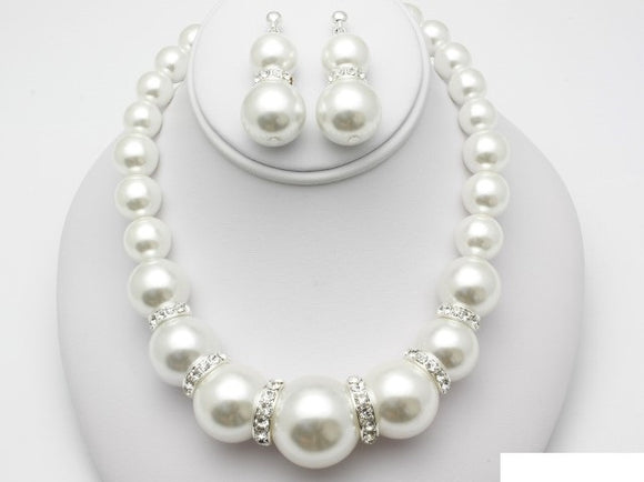 PEARL NECKLACE SET ( 11264 WH )