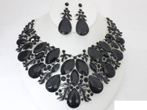 MARQUISE TEARDROP STONE NECKLACE SET ( 19432 SBK )