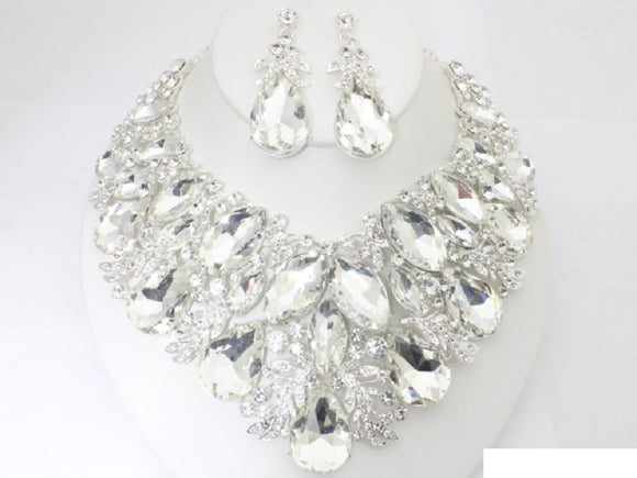 MARQUISE TEARDROP STONE NECKLACE SET ( 19432 SCRY )