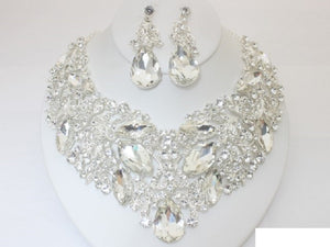 MARQUISE TEARDROP STONE NECKLACE SET ( 20074 SCRY )