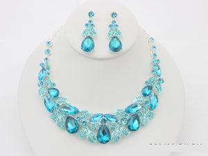 Silver Aqua Necklace Set ( 20493 SAQU )