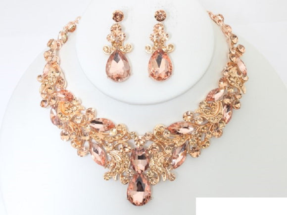 CLUSTER TEARDROP NECKLACE SET ( 20494 RGPEA )