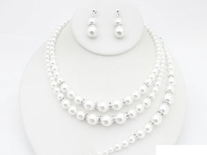 PEARL NECKLACE SET MATCHING BRACELET ( 20616 SWH )