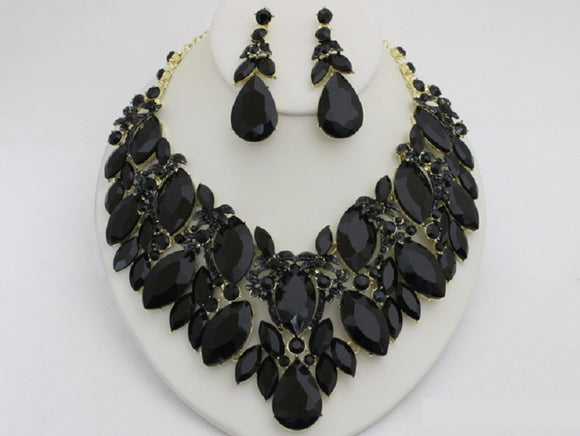 GOLD BLACK NECKLACE SET ( 20625 GBK )