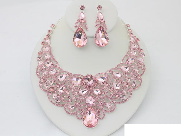 RHINESTONE NECKLACE SET ( 20707 SLROS )