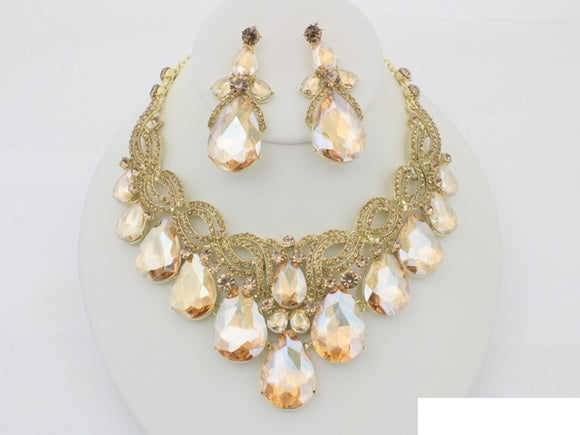 GOLD TOPAZ NECKLACE SET ( 20712 GLSA )