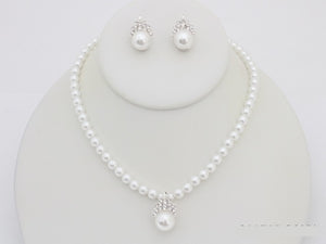 White Pearl Necklace Set ( 20785 SWH )