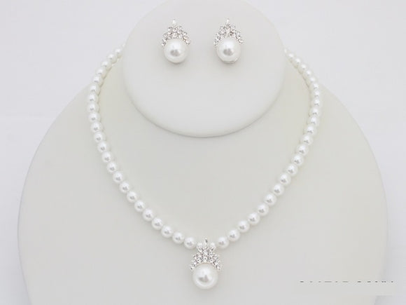 White Pearl Necklace Set ( 20785 SWH )