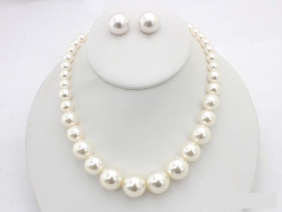 Gold Cream Pearl Necklace ( 20792 GCR )